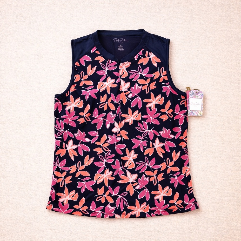 Stella Parker Sport Women's Floral Sleeveless Tank Top M UPF 50 Moisture Wicking